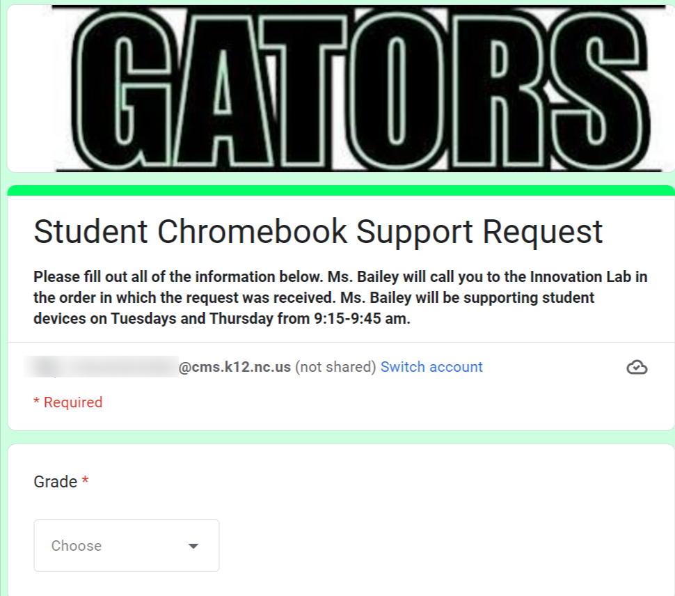 Student Chromebook Support Request Form
